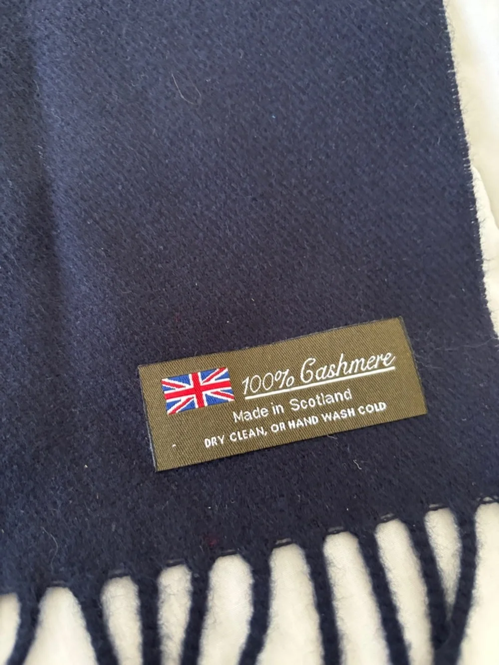 Cashmere Men's Blue navy Fringed Scarf